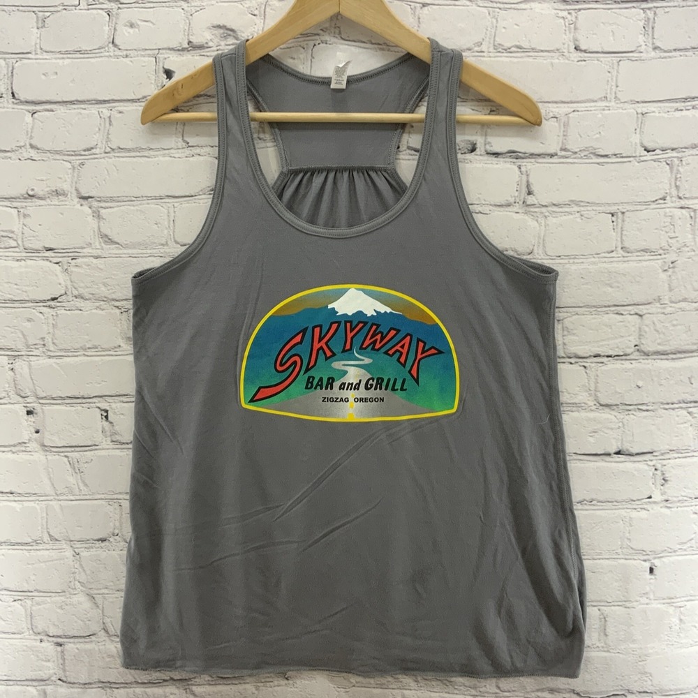 Skywalk Bar And Grill ZigZag Oregon‎ Tank Top Womens Sz XL Gray Racer Back
